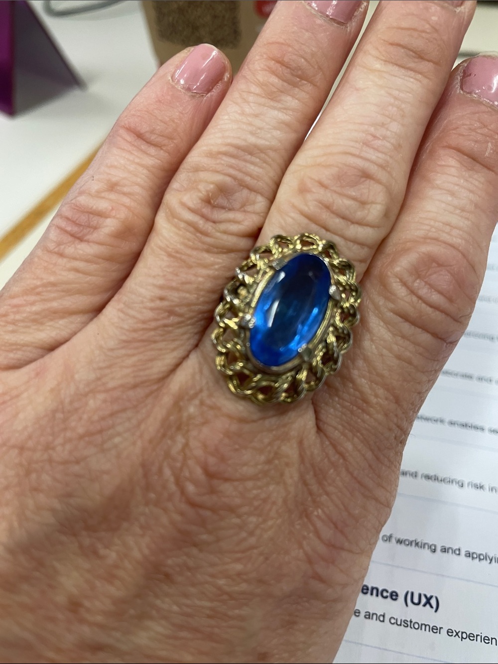Vintage blue stone adjustable ring